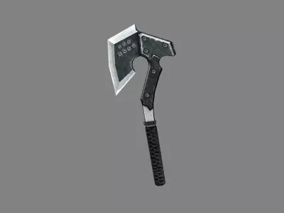 Cartoon military tomahawk - iron axe Low-poly 3D model