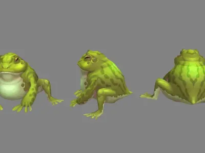 Cartoon Frog  - Fire Frog Low-poly 3D model
