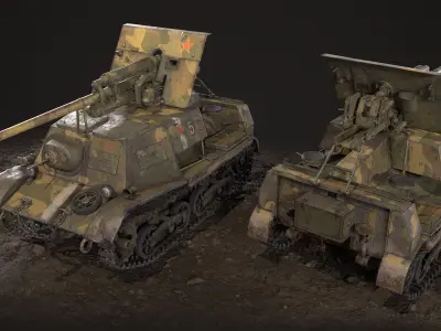 Military Self Propelled Artillery Unit USSR Low-poly 3D model