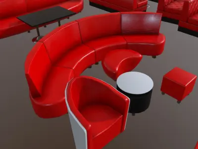 Modern sofas Low-poly 3D model