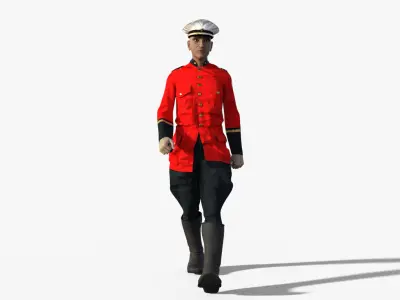Steampunk Officer Rigged Animated Low-poly 3D model