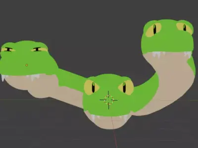 Serpiente Tres Cabezas Low-poly 3D model