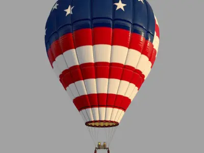 USAFlag-Parachute hot air balloon with american flag 3D model