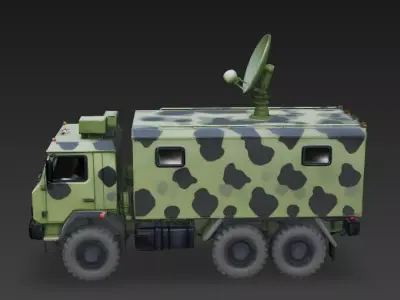 Realistic Military Radar Truck 3D Model Low-poly 3D model
