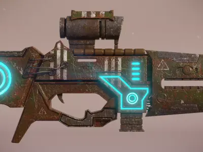 Railgun futuristic weapon Low-poly 3D model