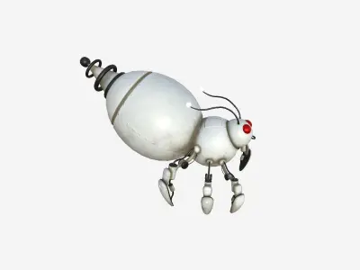 Cute Robot E03 White Dirt - SciFi Character Design Low-poly 3D model