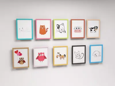 Animal pictures Low-poly 3D model