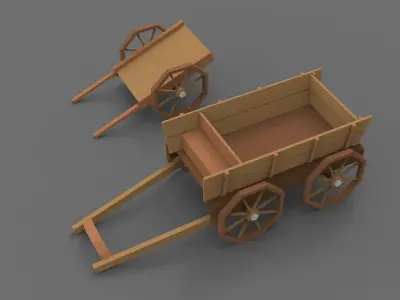 Low Poly Stylized Carts Lowpoly 3D model Low-poly 3D model