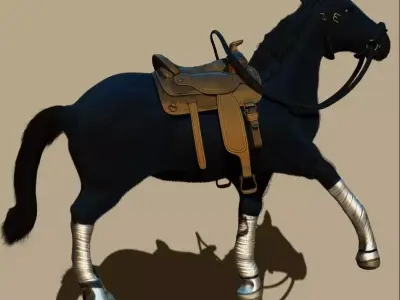 Realistic 3d Horse model with saddle Free 3D model
