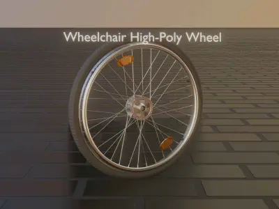 Wheelchair Wheel with Procedural PBR Material Setup 3D model