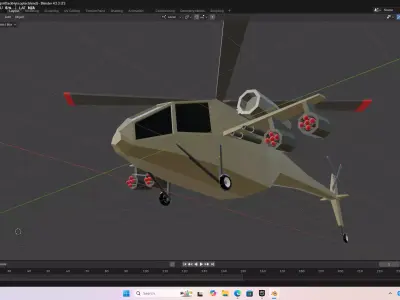 Stylized Low poly Army Helicopter Low-poly 3D model