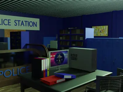 Police Station Interior Low-poly 3D model