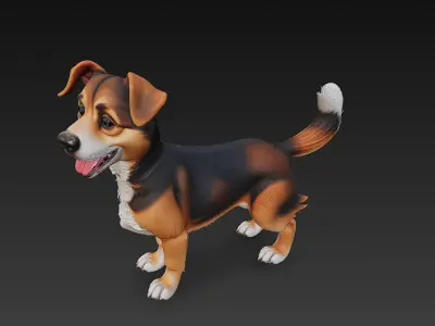 Dog Realistic 3D Model Basic - Low Poly Realistic Low-poly 3D model