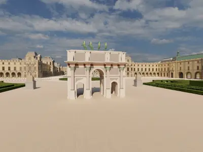 Louvre museum with interior 3D model