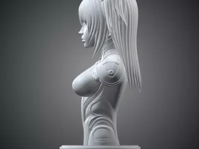 Cybernetic Twin-Tail Girl Bust PM-277 3D print model