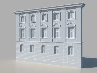 Classic building facade 01 Low-poly 3D model