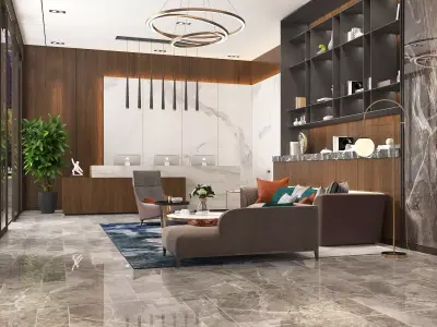 Modern Luxury Hotel Lobby Design 3D model