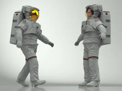 Astronaut in Extravehicular Mobility Unit Rigged for Maya 3D model