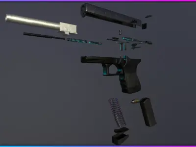 Glock 19 - modular game ready weapon 3D model