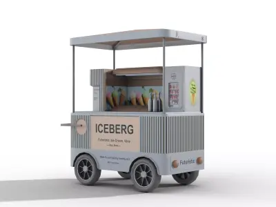Futuristic Ice Cream Cart Low-poly 3D model