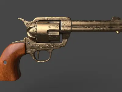 Revolver Gun Low-poly 3D model