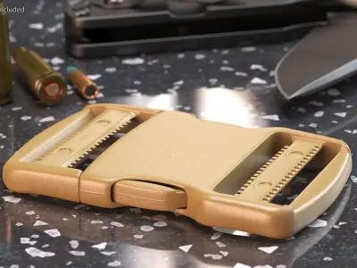 YKK Flat Dual Release Plastic Buckle Khaki 3D model