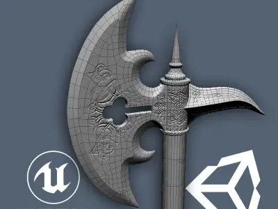 German  Halberd Low-poly 3D model