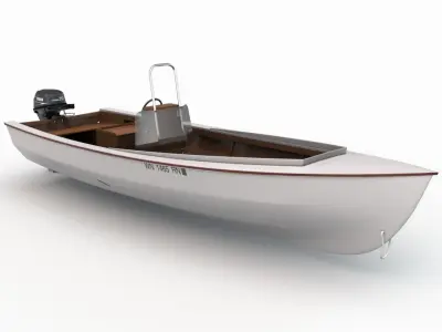 Skiff Motor Boat 3D model