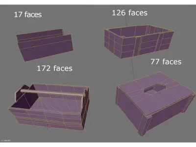 low poly crates collection cardboard box Low-poly 3D model