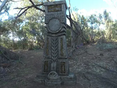 Ancient Mayan Pillar Low-poly 3D model
