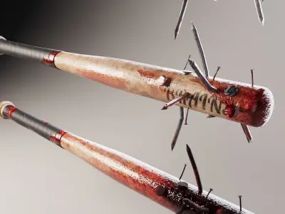 Baseball Bat with Nails Low-poly 3D model