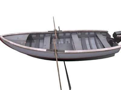 Old Wooden Motorboat Low-poly PBR Low-poly 3D model