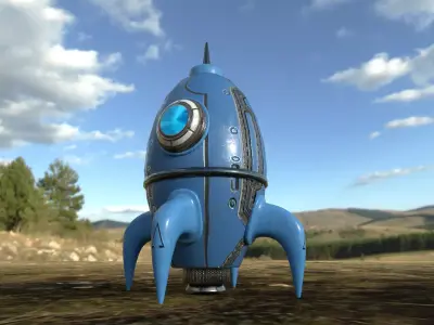 Cartoon Rocket  Low-poly 3D model Low-poly 3D model