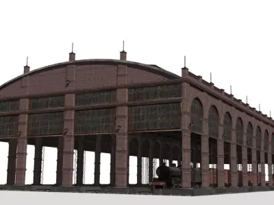 Railroad station Low-poly 3D model