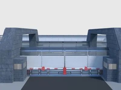 Compound Fence - Modular Low-poly 3D model