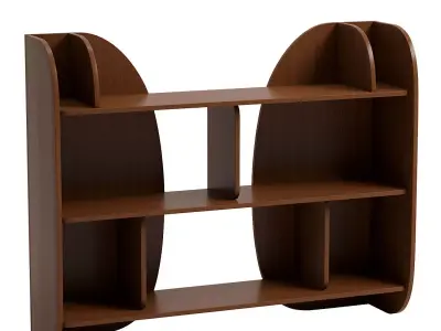 Low bookcase made of walnut wood Gorman Free low-poly 3D model
