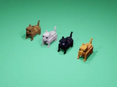 Cubic Cats Low-poly 3D model