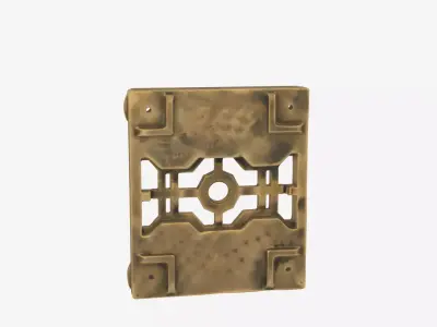 3D Ornate Brass Bank Vault Vent Grille Geometric Airflow 3D model