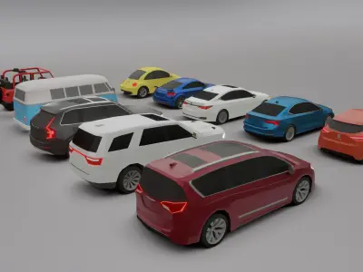 collection of 10 low poly cars 3D models 3D model