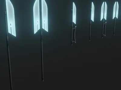 Sci-fi spears and swords collection pack Low-poly 3D model