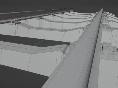 Railroad train track with metal rails Free 3D model