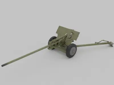  ZIS-2 57 mm anti-tank Low-poly 3D model