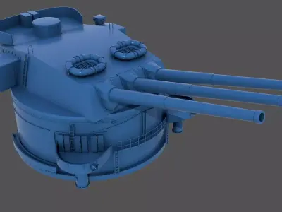 381mm WW2 Italian turret n2 - Commercial license - 1-200 scale 3D print model