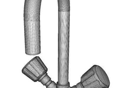 Spectacular Brass Mixer Faucet Low-poly 3D model