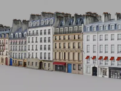 Paris quarter 2 Low-poly 3D model