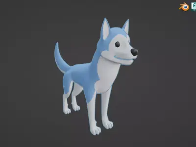 Stylized Blue Husky Low-poly 3D model