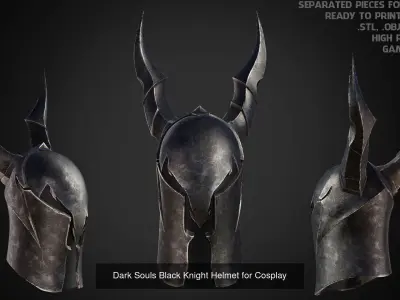 Dark Souls Black Knight Full Armor Halberd Shield for Cosplay 3D Model Collection