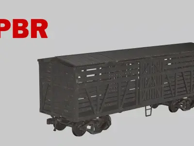 Old Train Wood Coaches Low Poly  3D Model Low-poly 3D model