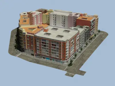 City Block Low-poly 3D model