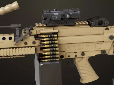 Machine Gun 16 Sandal All PBR Unity UE Textures Low-poly 3D model